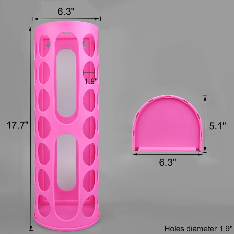 Lunies Wall Mount Bag Dispenser Large Capacity Plastic Bag Vinyl Holder - Multiple Large Holes for Easy Access Bags Great for Shopping Bags/Grocery Bags/Vinyl Storage Pink 2 Pack - Image 3